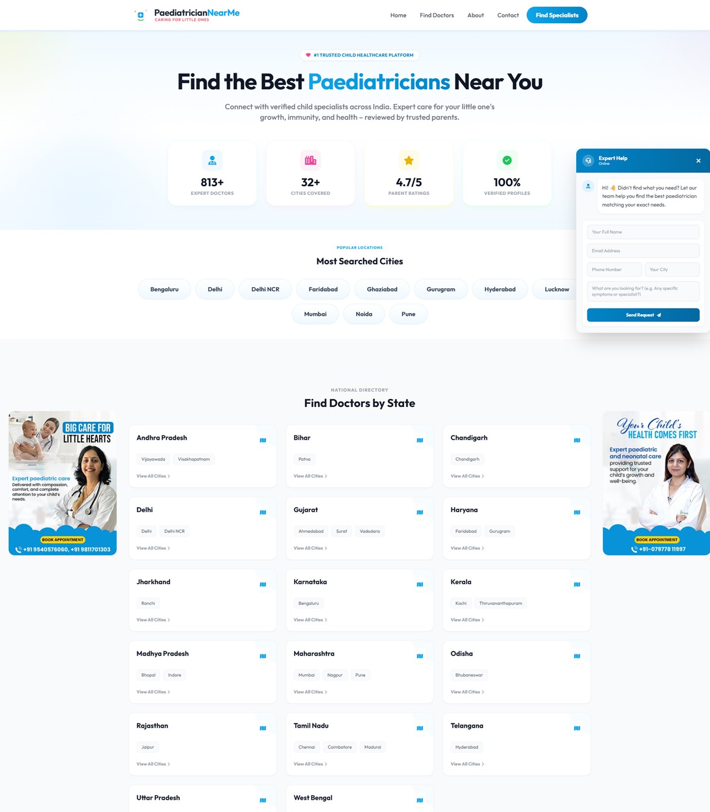 PaediatricianNearMe — medical website built by DoubleSure